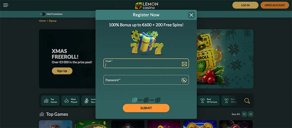 lemon casino, welcome bonus, registration