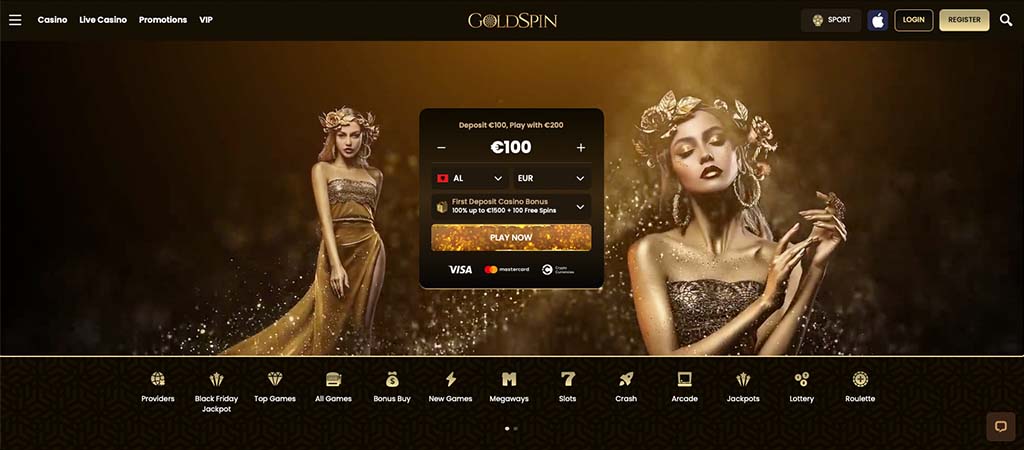 goldspin casino, online casino, homepage