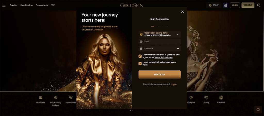 goldspin casino, registration, online casino